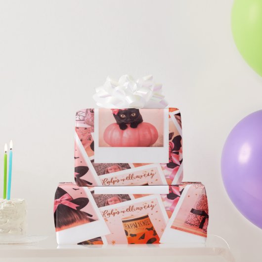 Halloween Collage Soft Feminine Geschenkpapier (Partygeschenke)