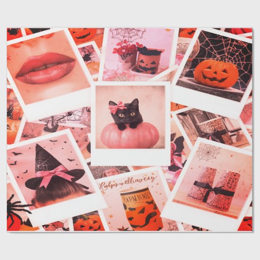 Halloween Collage Soft Feminine Geschenkpapier (Flach)