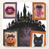 Halloween Collage Weiß Rechteckiger Pappuntersetzer (Vorderseite)