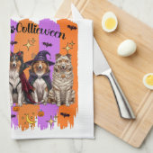 Halloween Collies Geschirrtuch (Viertel Falte)