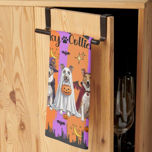 Halloween Collies Geschirrtuch (Drittel gefaltet)