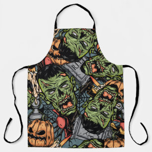 Halloween colorful elements seamless pattern with schürze