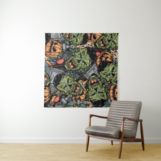 Halloween colorful elements seamless pattern with wandteppich (Beispiel (Horizontal))