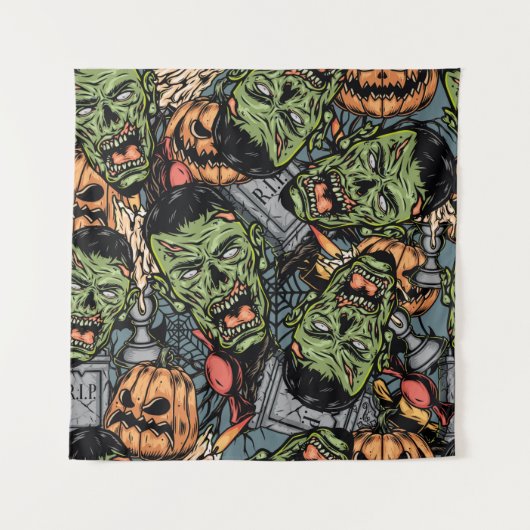 Halloween colorful elements seamless pattern with wandteppich (Vorderseite)