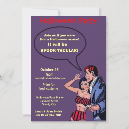 Halloween Comic Strip Einladung (Rückseite)