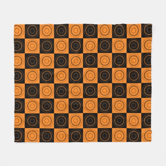 Halloween Concentric Orange and Black Polka Docks Fleecedecke (Vorderseite (Horizontal))