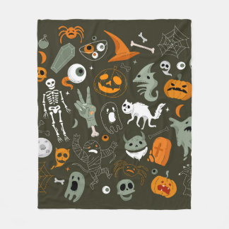 Halloween Concept Illustration mit Zeichen und Sym Fleecedecke