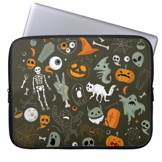 Halloween Concept Illustration mit Zeichen und Sym Laptopschutzhülle (Vorderseite)