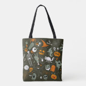 Halloween Concept Illustration mit Zeichen und Sym Tasche (Rückseite)