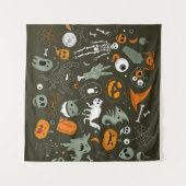 Halloween Concept Illustration mit Zeichen und Sym Wandteppich (Vorderseite (Horizontal))