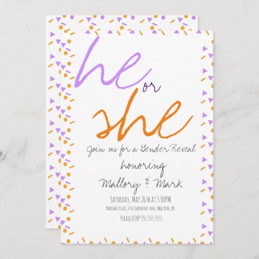 Halloween Confetti Gender Reveitation Einladung (Vorne/Hinten)