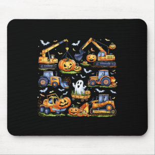 Halloween Construction Vehicle Crane Truck Pumpkin Mousepad