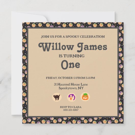 Halloween Cookie Geburtstagsfeier Einladung (Vorderseite)