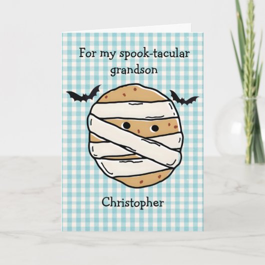 Halloween Cookie Mummy Maze Grandson Karte (Vorderseite)