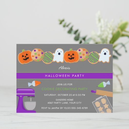 HALLOWEEN COOKIE-PARTY EINLADUNG (Stehend Vorderseite)