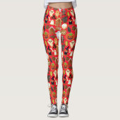 Halloween Cookies Pattern Collection B Red BG Leggings (Vorderseite)
