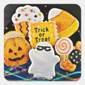 Halloween Cookies! Quadratischer Aufkleber (Vorderseite)