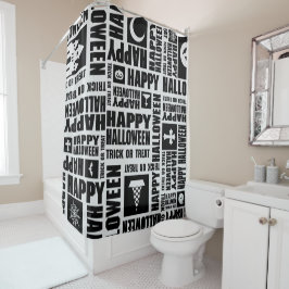 Halloween Cool Spooky Whimsical Typografy Black Duschvorhang