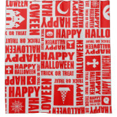 Halloween Cool Spooky Whimsical Typografy Red Duschvorhang (Vorderseite)
