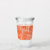 Halloween Cool Typografie Muster Orange Acryltrinkbecher (Rückseite)