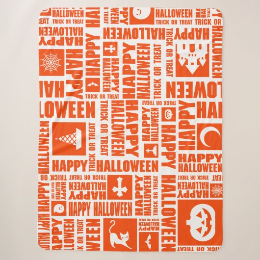 Halloween Cool Typografie Muster Orange Sherpadecke (Vorderseite)