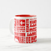 Halloween Cool Typografie Muster Red Zweifarbige Tasse (Vorderseite Links)