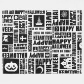 Halloween Cool Typografie Muster Schwarz Fleecedecke (Vorderseite (Horizontal))