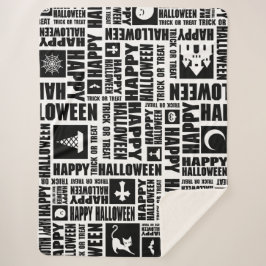 Halloween Cool Typografie Muster Schwarz Sherpadecke