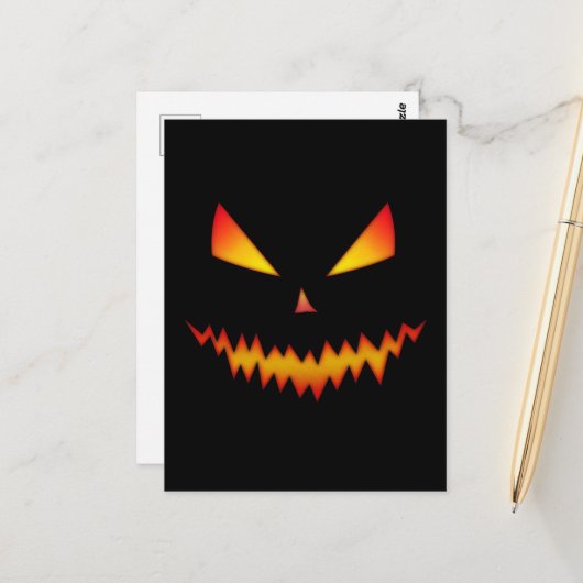 Halloween Cooler beängstigender Jack O'Lantern auf Postkarte (Vorderseite/Rückseite Beispiel)