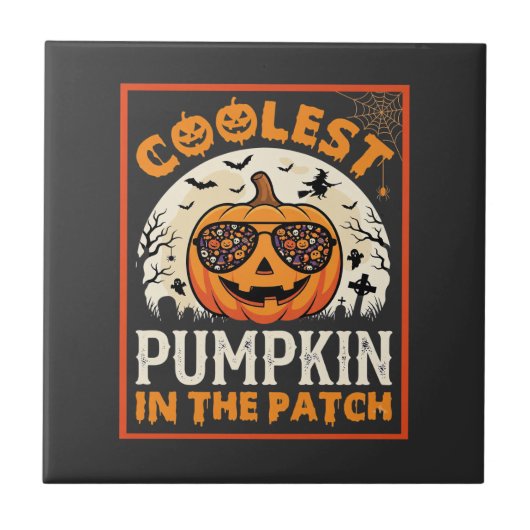Halloween Coolste Sonnenbrille im Kürbisbeet Fliese (Vorderseite)