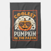 Halloween Coolste Sonnenbrille mit Kürbis im Patch Geschirrtuch (Vertikal)