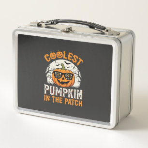 Halloween Coolster Kürbis im Patch-Design Metall Brotdose