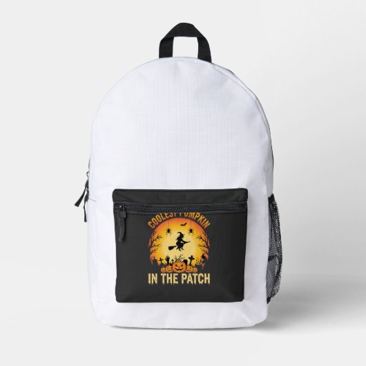 Halloween Coolster Kürbis im Patch Hexen Design Bedruckter Rucksack (Vorderseite)