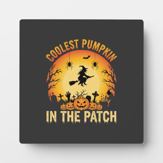 Halloween Coolster Kürbis im Patch Hexen Design Fotoplatte (Vorderseite)