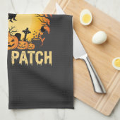 Halloween Coolster Kürbis im Patch Hexen Design Geschirrtuch (Viertel Falte)