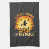 Halloween Coolster Kürbis im Patch Hexen Design Geschirrtuch (Vertikal)