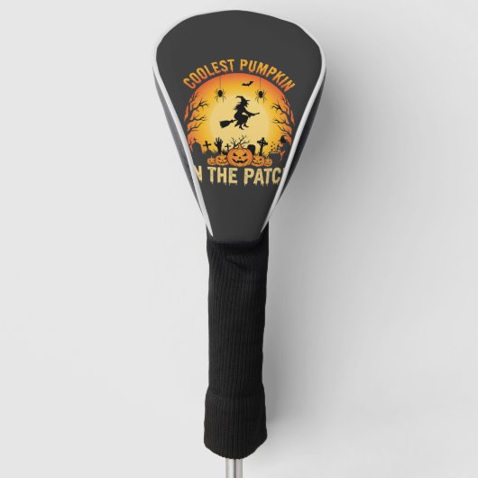Halloween Coolster Kürbis im Patch Hexen Design Golf Headcover (Vorderseite)