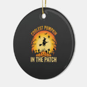 Halloween Coolster Kürbis im Patch Hexen Design Keramik Ornament (Links)