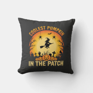 Halloween Coolster Kürbis im Patch Hexen Design Kissen