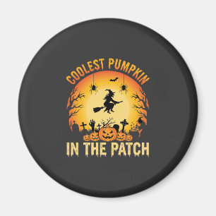 Halloween Coolster Kürbis im Patch Hexen Design Magnet