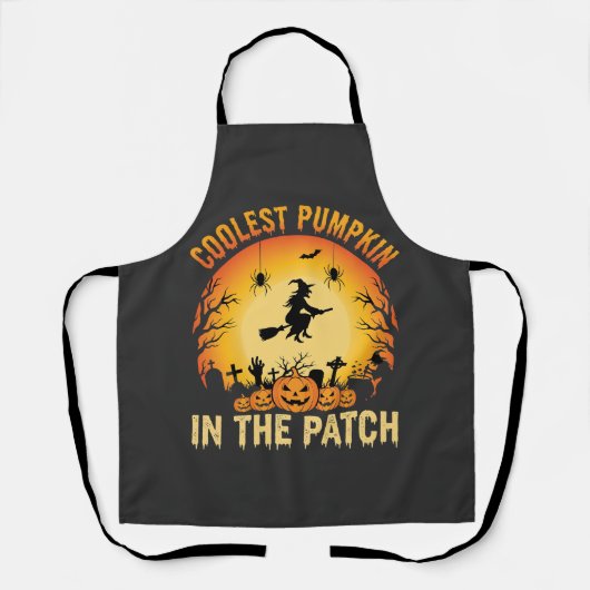Halloween Coolster Kürbis im Patch Hexen Design Schürze (Vorderseite)