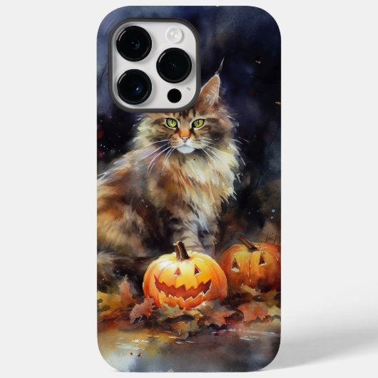 Halloween-Coon-Katze mit Pumpkins Beängstigend Case-Mate iPhone Hülle (Rückseite)