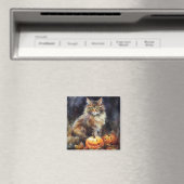 Halloween-Coon-Katze mit Pumpkins Beängstigend Magnet (In Situ (Geschirrspüler))
