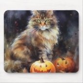 Halloween-Coon-Katze mit Pumpkins Beängstigend Mousepad (Vorne)