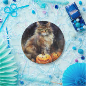 Halloween-Coon-Katze mit Pumpkins Beängstigend Pappteller (Party)
