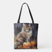 Halloween-Coon-Katze mit Pumpkins Beängstigend Tasche (Rückseite)