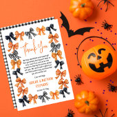 Halloween Coquette Black | Orange Bows Baby Dusche Dankeskarte