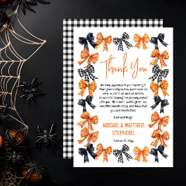 Halloween Coquette Black | Orange Bows Baby Dusche Dankeskarte