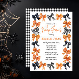Halloween Coquette Black | Orange Bows Baby Dusche Einladung