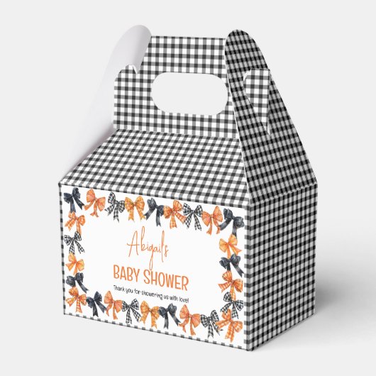 Halloween Coquette Black | Orange Bows Baby Dusche Geschenkschachtel (Vorderseite)